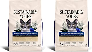 Sustainably Yours Natural Cat Litter, Small-Grain Formula, Exceptional Clumping & Odor Control, Virtually No Dust, Soft on Paws, Corn & Cassava Plant-Based, Unscented, 10 lbs (Pack of 2)