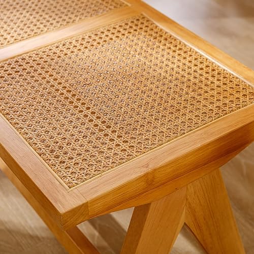 Miniatura 7 de Banco de entrada de ratán de granja, banco de comedor de caña de madera, asiento largo con reposapiés, banco de almacenamiento de mimbre para