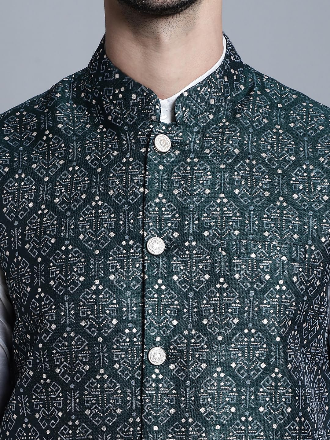 Jompers Men's Printed Waistcoat (Olive, M) 3