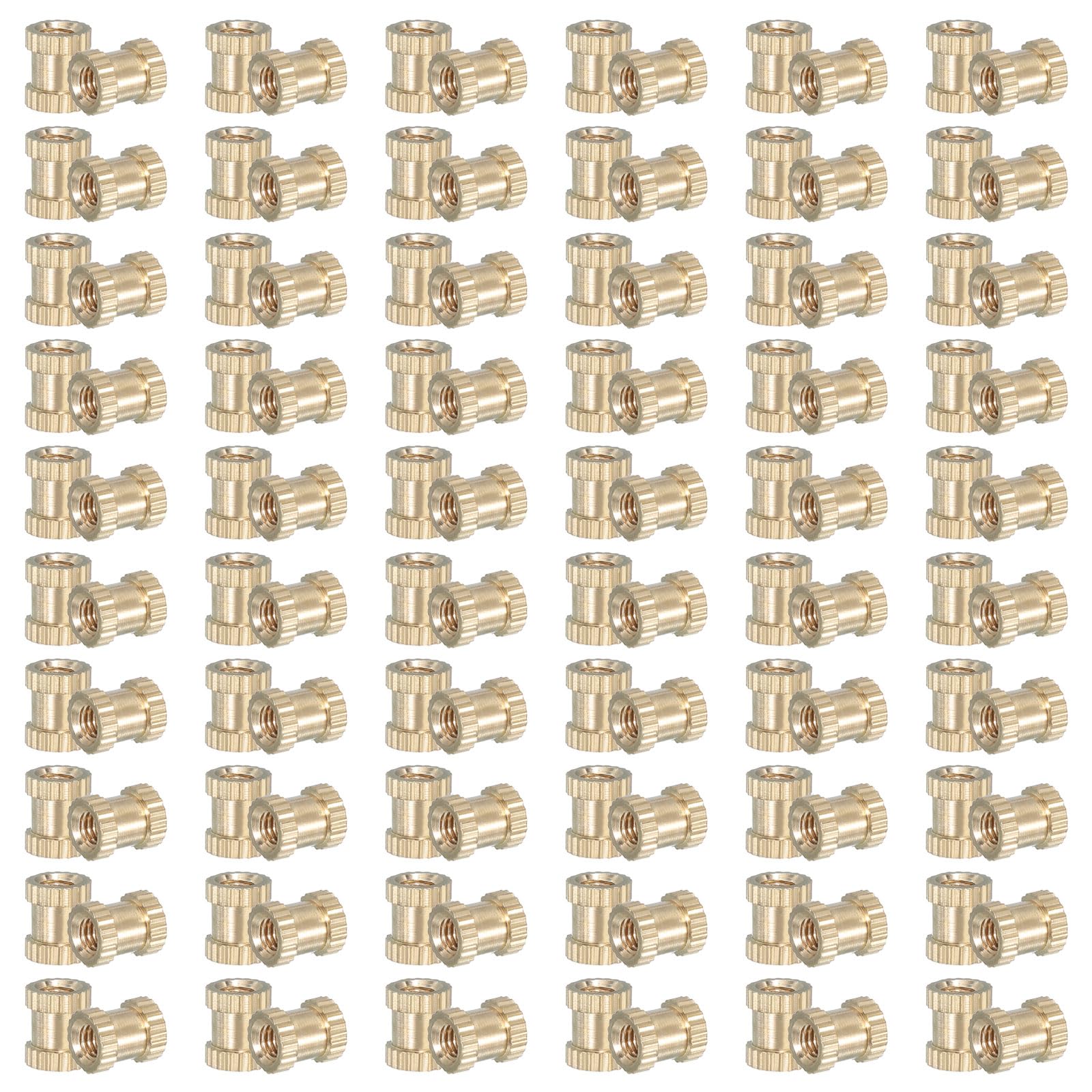 PATIKIL M6 Threaded Inserts, 120 Pcs Female Metric Brass Knurled Nuts Heat Set Insert for Plastic 3D Printing Components (M6x6x5mm)