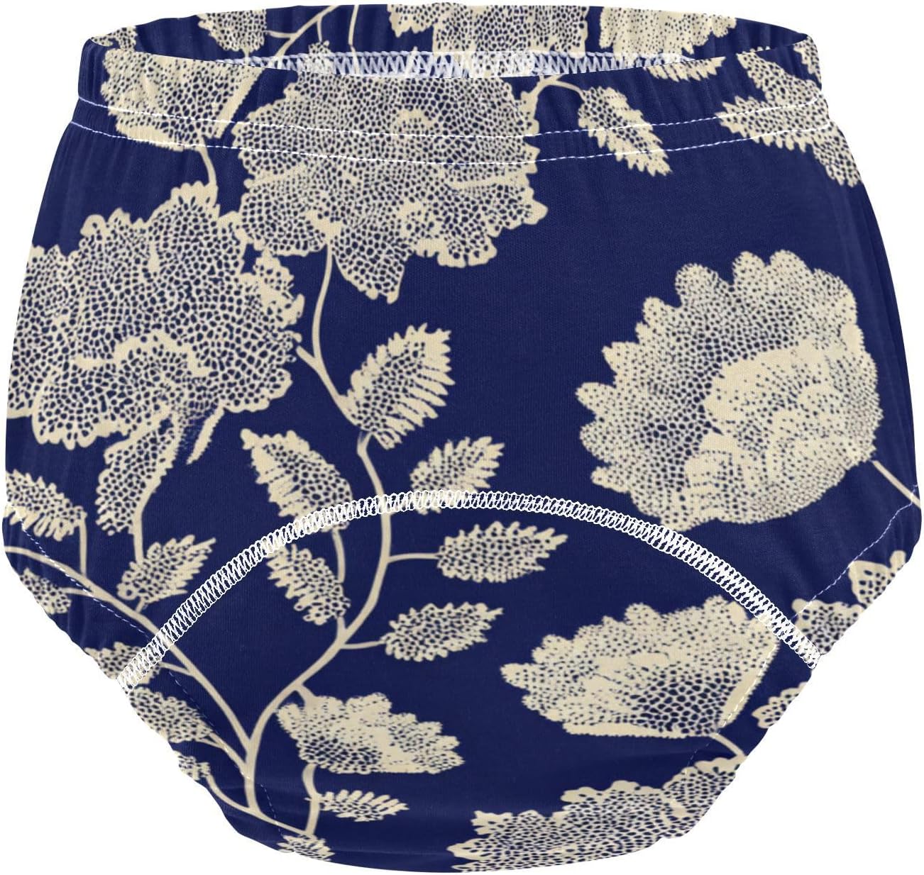Baby Potty Training Underwear Pants Leakproof Boho Chic White Flowers Blue Overnight Potty Training Underwear Pants