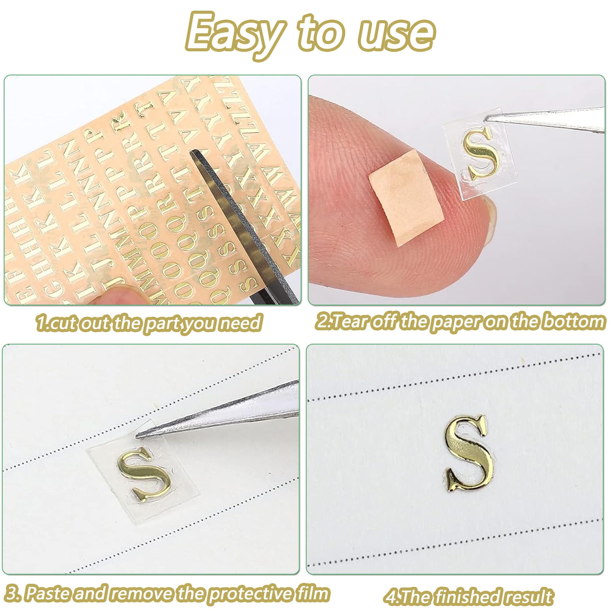 6 Blatt Buchstaben-Aufkleber Set – Gold Silber Schwarz Mit Pinzette Für Scrapbooking & DIY