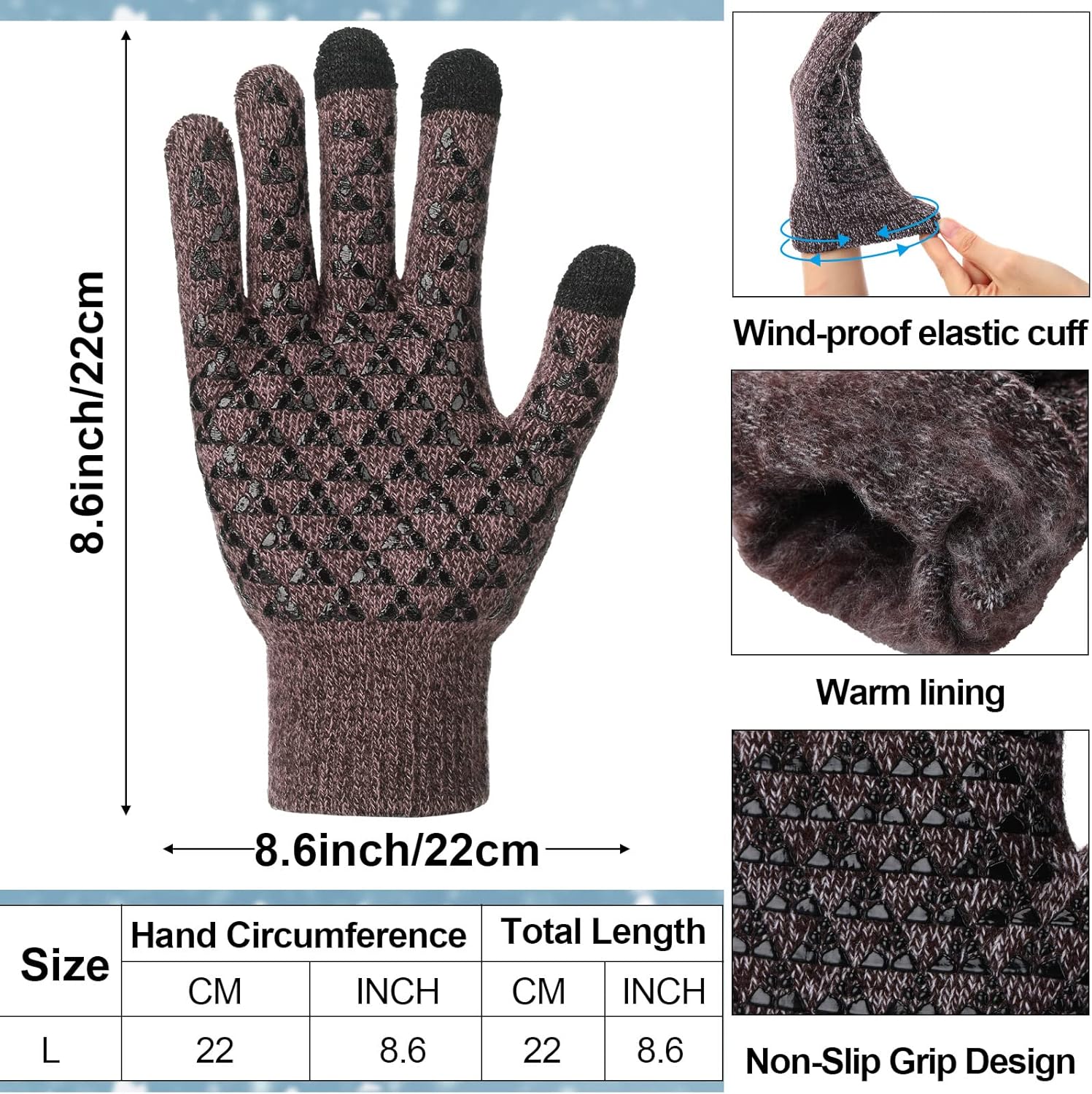 JaGely 12 Pieces Winter Hat and Gloves Set for Men Women, Touchscreen Glove and Beanie Bulk Set, Knit Hat Gift for Christmas Thanksgiving Party Favor, Adult Ski Hike Outdoor - Image 2