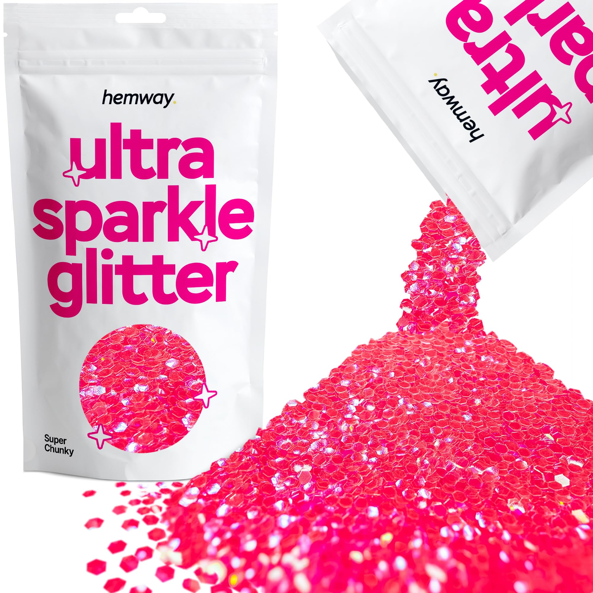Hemway Ultra Sparkle Glitter Baby Pink Iridescent 100g Fine | Glitter for Arts & Craft, Makeup, Nail Art, Crafting, Card Making, Sparkle Decoration — view 33