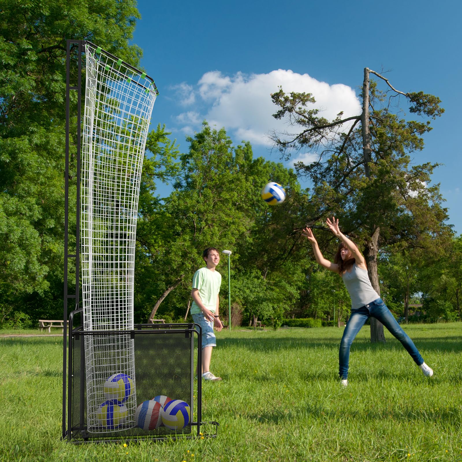 Filet d'Entraînement de Passeur Volley-Ball avec Roues – Système Réglable en Hauteur (1,75m-2,85m) et Angle