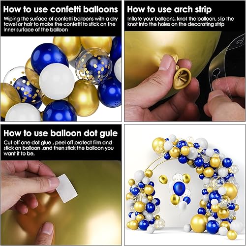 Miniatura 5 de Decoraciones de feliz cumpleaños, cartel de fondo de cumpleaños azul marino y dorado, kit de globos de confeti para niños, niñas, hombres y mujeres,