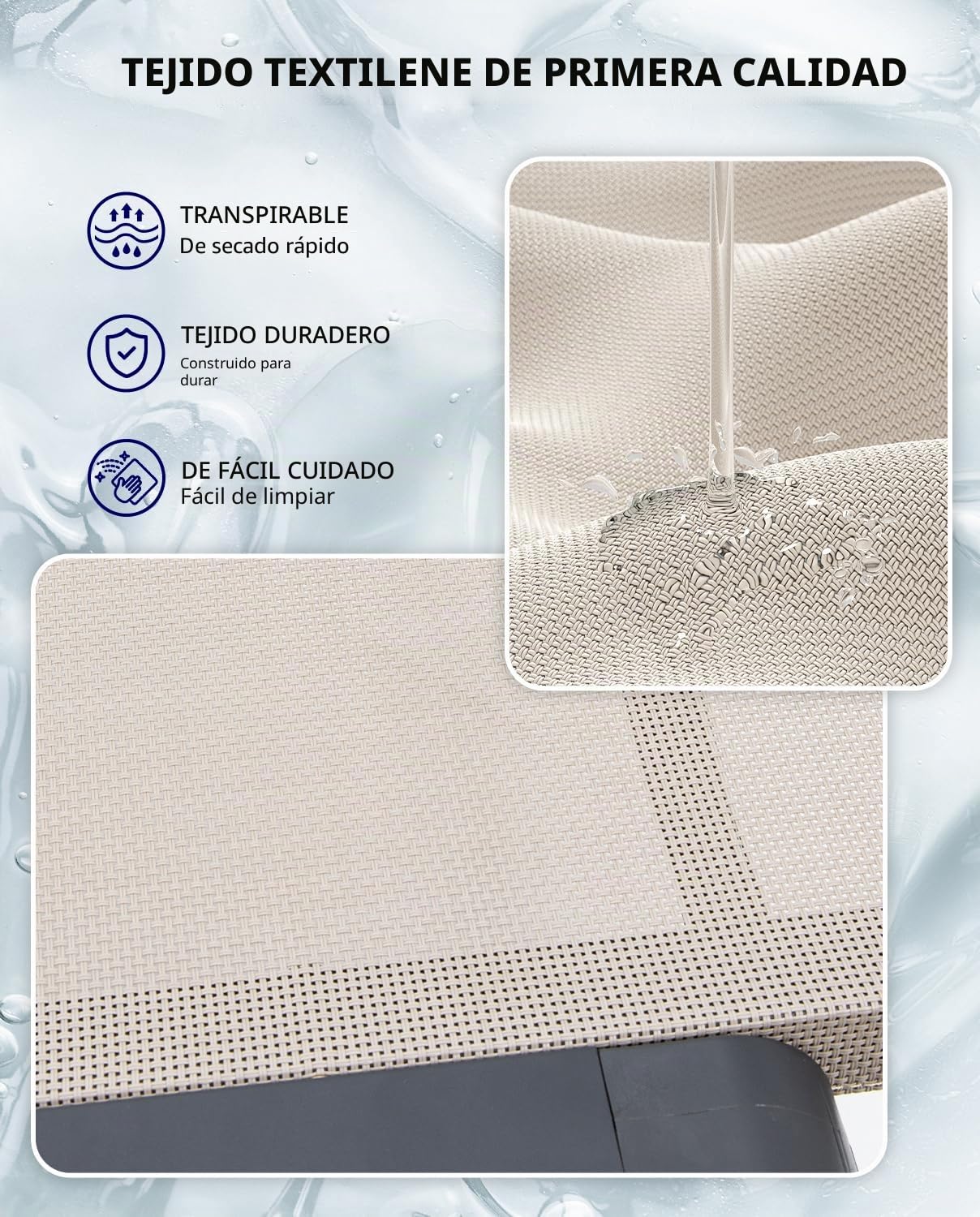 Tumbona de Aluminio para Exteriores, con 5 Posiciones Ajustables, Plegable, para Piscina, Playa, Patio, Piscina, Interior y Exterior, Color Beige
