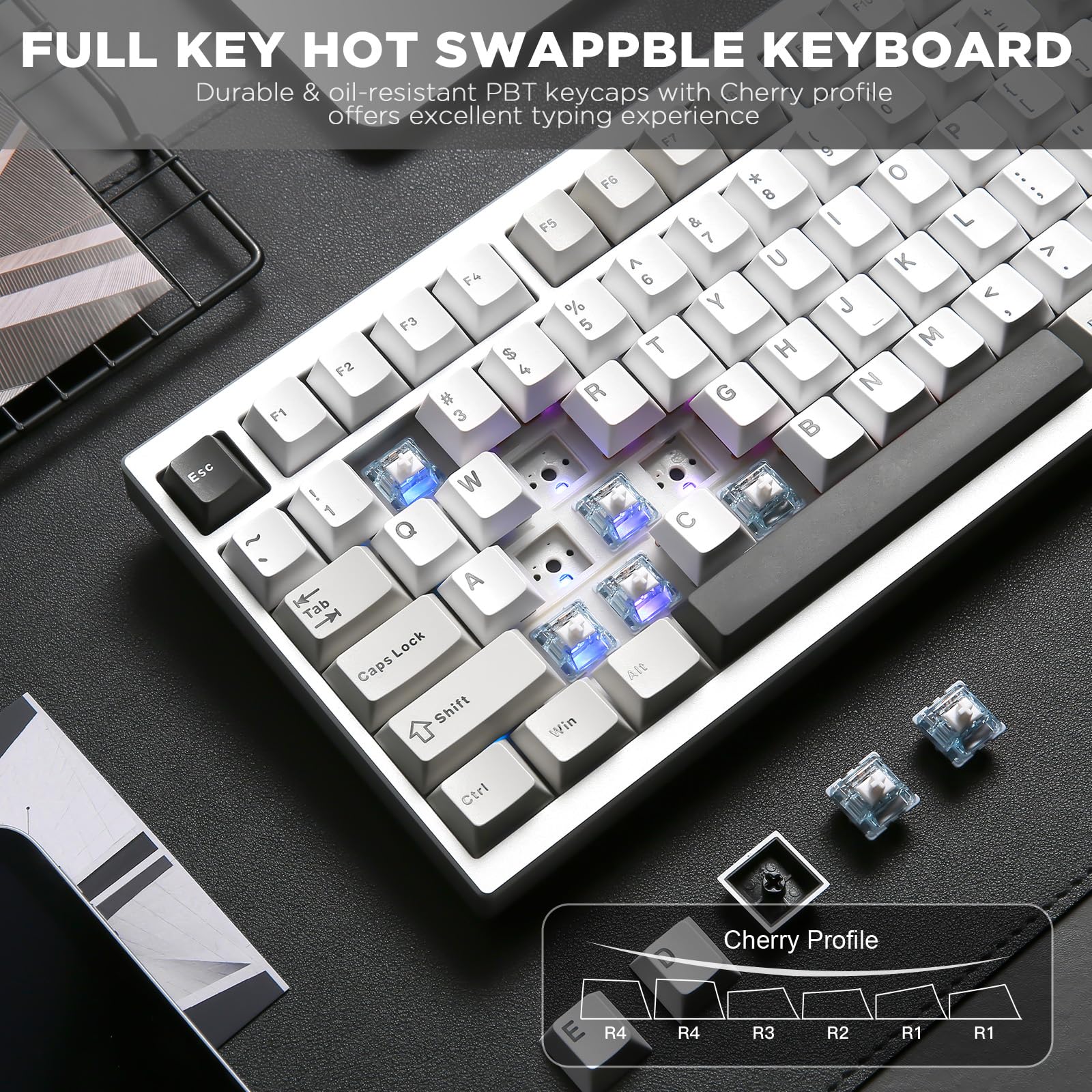 Amazon.com: YUNZII AL80 Wireless Mechanical Keyboard,Full Aluminum