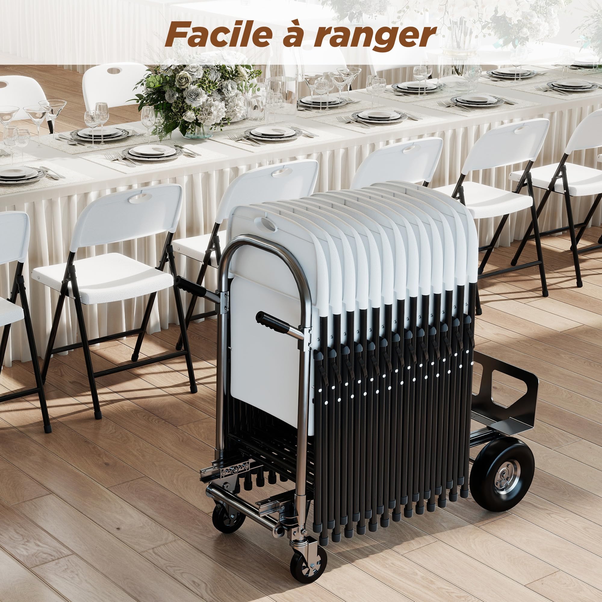 Lot de 4 chaises Pliantes, Robustes, avec Grand Dossier, supportant jusqu'à 650 kg, adaptées à Une Utilisation intérieure et extérieure, notamment pour Les Mariages,Classique Blanc