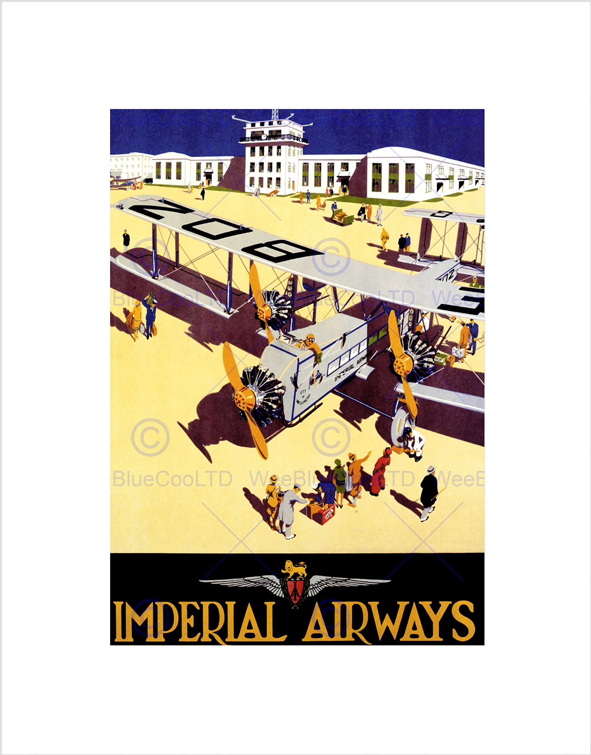Wee Blue Coo TRAVEL IMPERIAL AIRWAYS RETRO AEROPLANE PROPELLOR UK FRAMED PRINT B12X11415