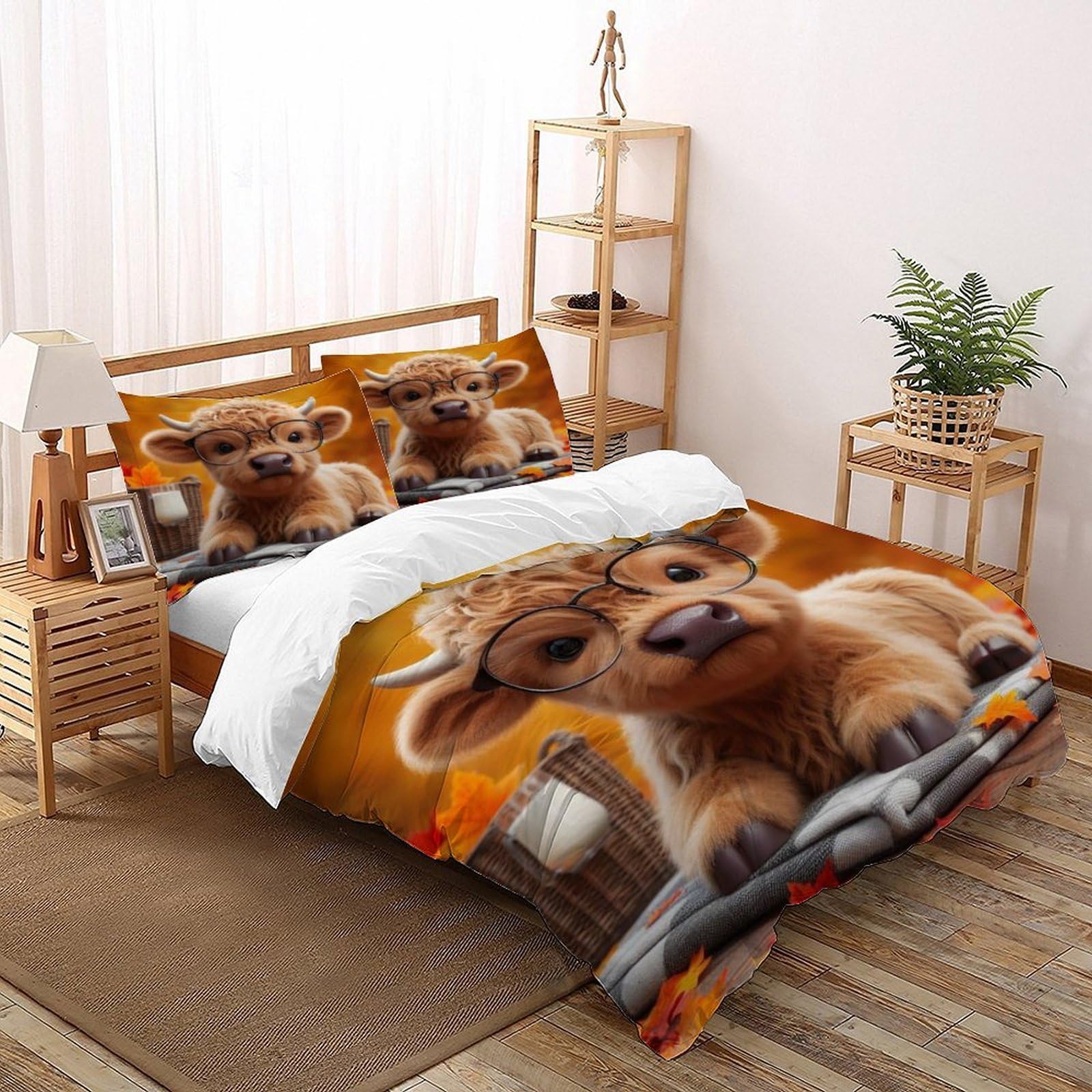 Housse de couette 3D grand format anti-décoloration motif animal sauvage