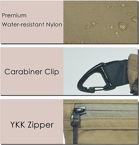Miniatura 5 de YUMQUA Bolsa con cremallera resistente al agua con clip de mosquetón, pequeña bolsa de nailon multiusos para viajes, cosméticos digitales, bolsa de