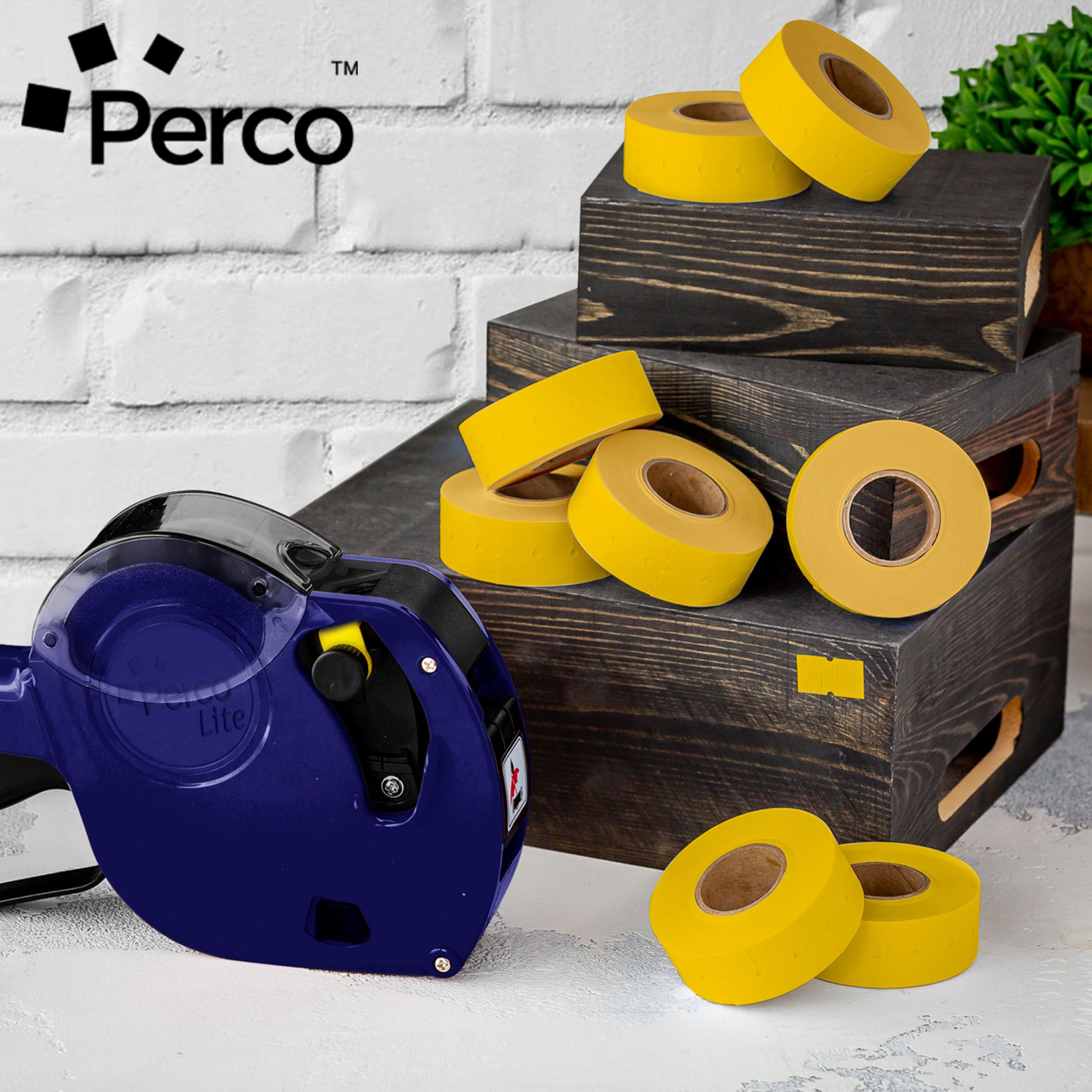 Perco Etichette gialle fluorescenti a 1 linea, 1 manica, 8.000 etichette vuote per pistole Perco 1 prezzo e data