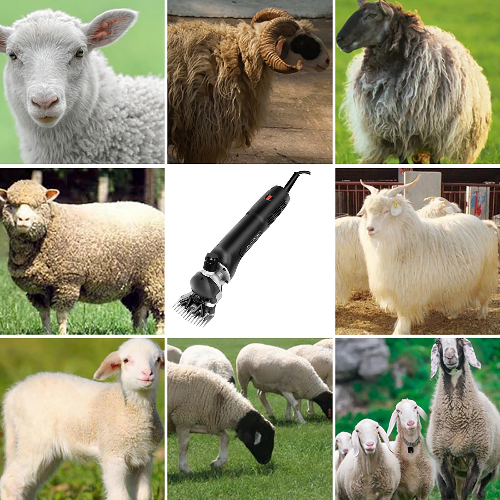 690 W Maquina de Esquilar Eléctrica para Oveja Tijeras, cabras u otros animales (Negro)