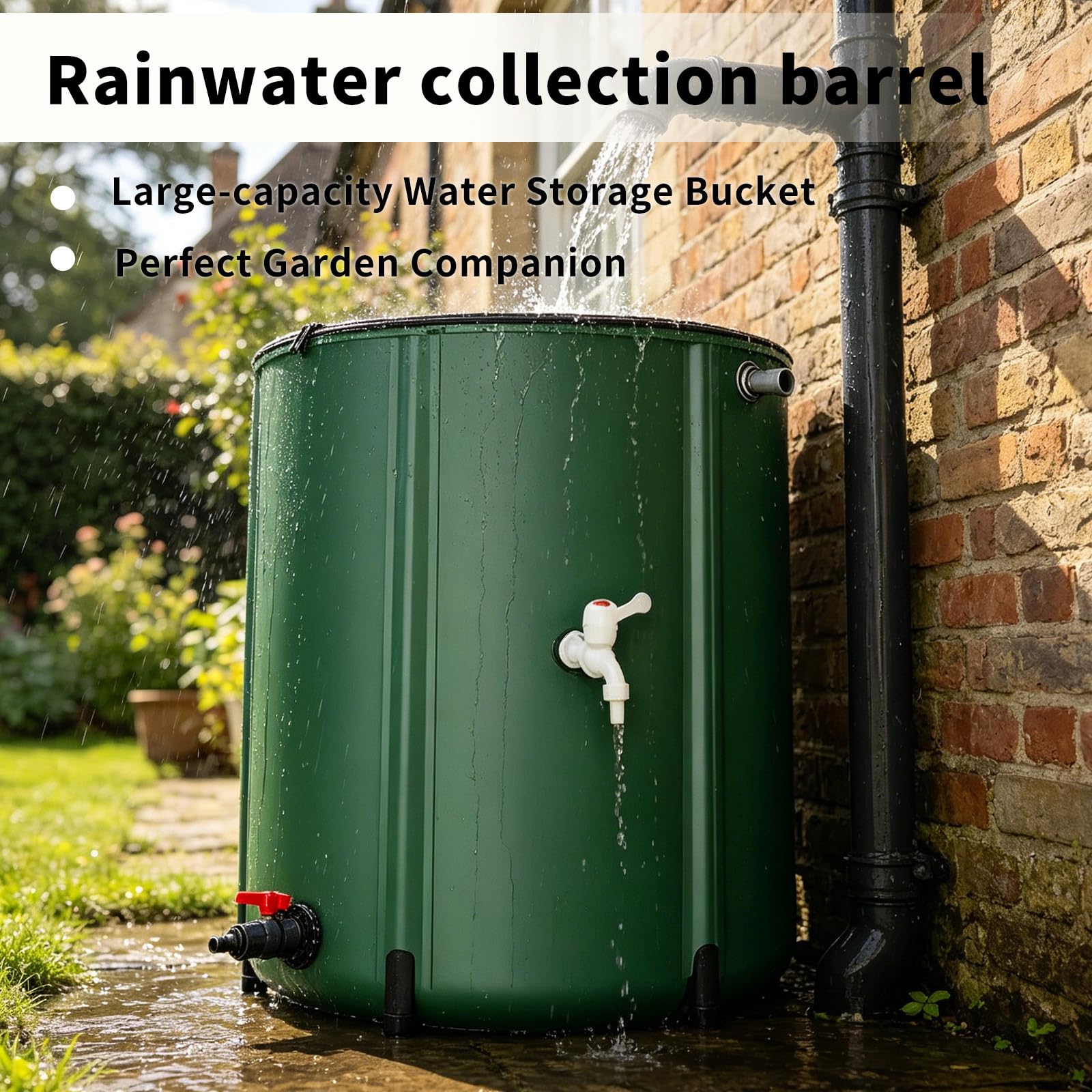 Sistema De Recolección Agua De Lluvia Plegable Con Barril - Tanque De Almacenamiento De Agua Portátil, Bajante Para Lluvia Contenedor Recolector De Con Filtro,380L