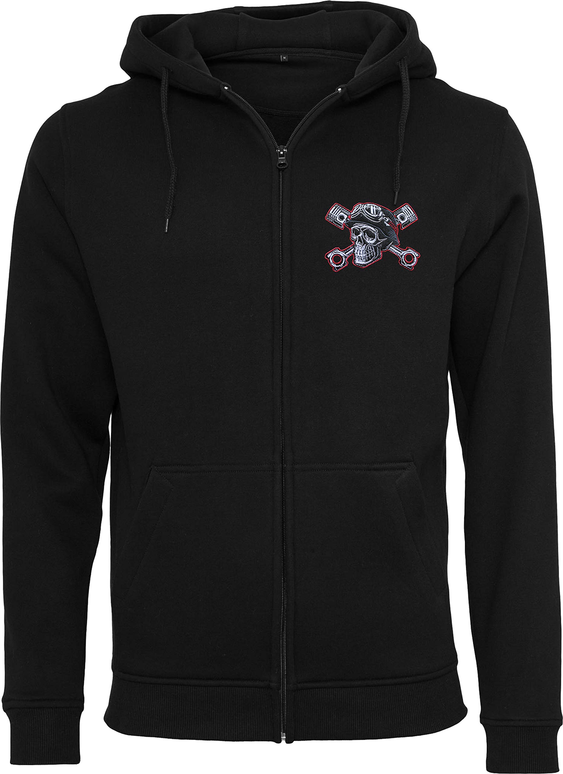 Chaqueta Sudadera con Capucha: Speed Junkies - con Bordado Calavera/Hoodie/Hoody Zipper Sweater/Hombre-s y Mujer-es/Moto-cicleta/USA/Chopper/Skull/Motero/Hooded-Jacket (L)