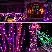 Vista 3 de Brizled Luces de Halloween Moradas y Naranjas, 95.14 pies 240 Luces LED de Cadena de Halloween Conectables con Temporizador, 8 Modos Luz Naranja