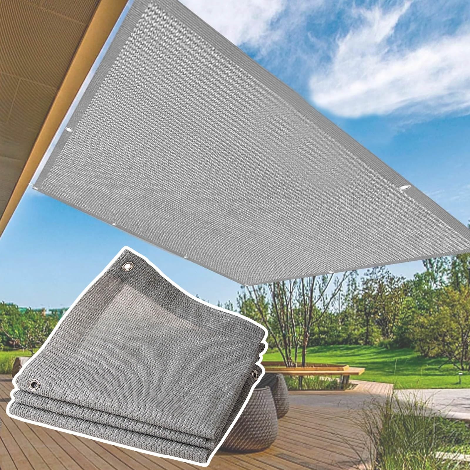 WQPMNYG Durable Sun Shade Sail Breathable Waterproof Privacy Screen for Balcony Outdoor Patio Backyard Garden Pool ParkingGray 3x5m (9.8x16.4ft) Windproof Protection
