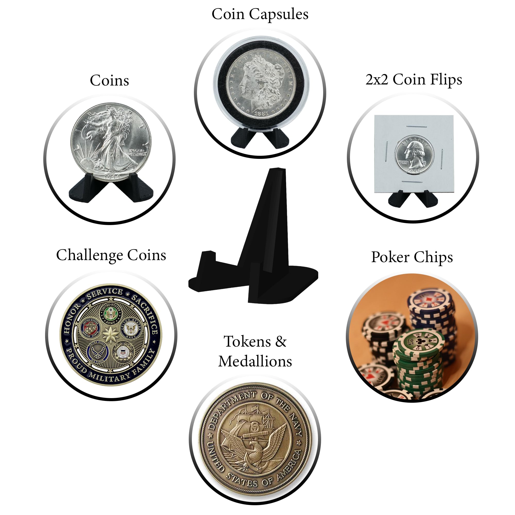 Pineapple 20 Pack Coin Display Stand Tabletop Easel, Challenge Coin Display Mini Easel Stand, Coin Holder Display Stands for Display, Small Stand Coin Holders for Collectors All Coins