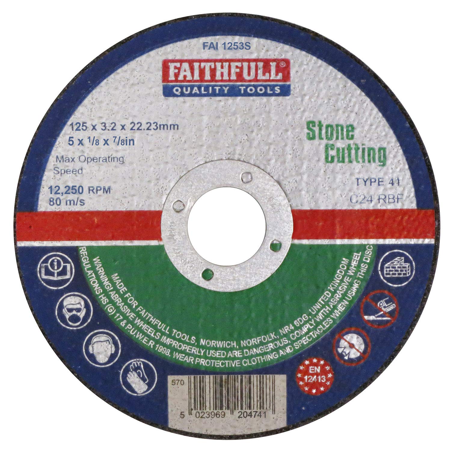 Faithfull Stone Cut Off Disc 125 x 3.2 x 22.23mm