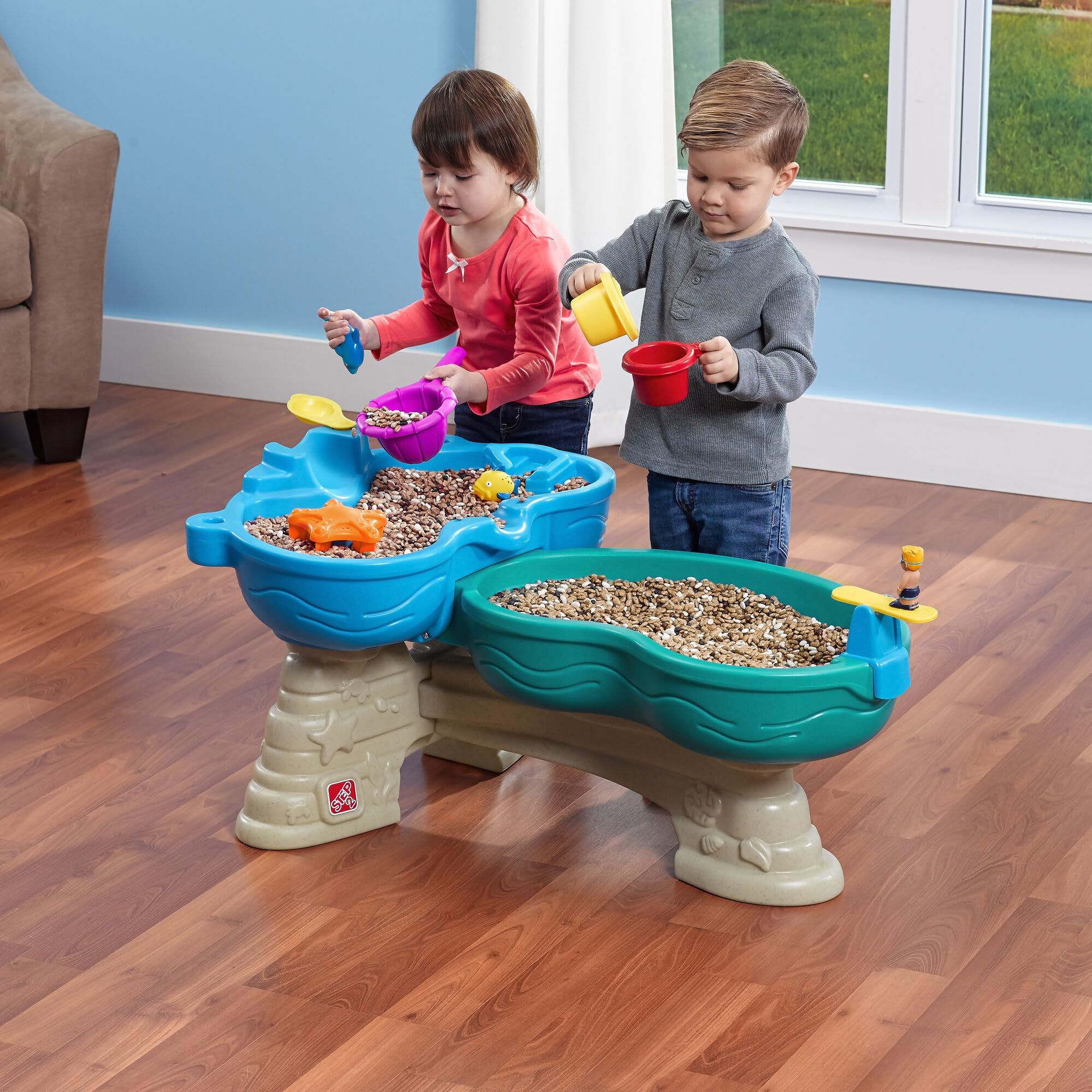 Step2 Spill & Splash Seaway Table d'eau pour Enfants | Table De Jeu Enfant À Eau avec Kit D'Accessoires De 11 Pièces | Table D'Activité/Jouet pour Le Jardin