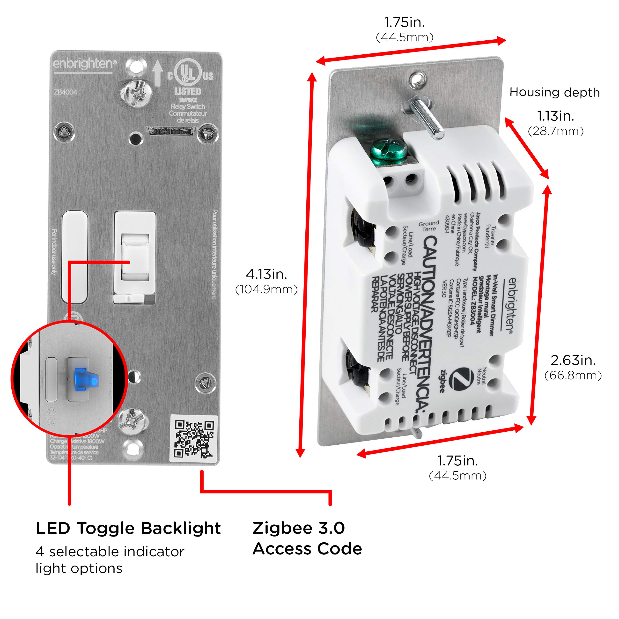 Enbrighten Zigbee Dimmer, QuickFit & SimpleWire, Pairs Directly with