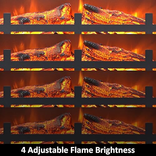 Miniatura 4 de Chimenea eléctrica de 23.7 pulgadas de ancho con 4 llamas de brillo ajustables y protección contra sobrecalentamiento, 750/1500 W, negro
