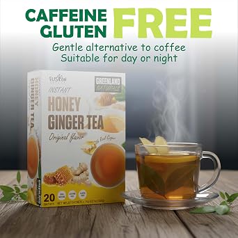 Fusion Select 20 Sachets Original Ginger Honey Crystals Packets - Crystallized Ginger Tea with Honey - Easy-to-Prepare Instant Drink Mix - Natural Ingredients with No Caffeine
