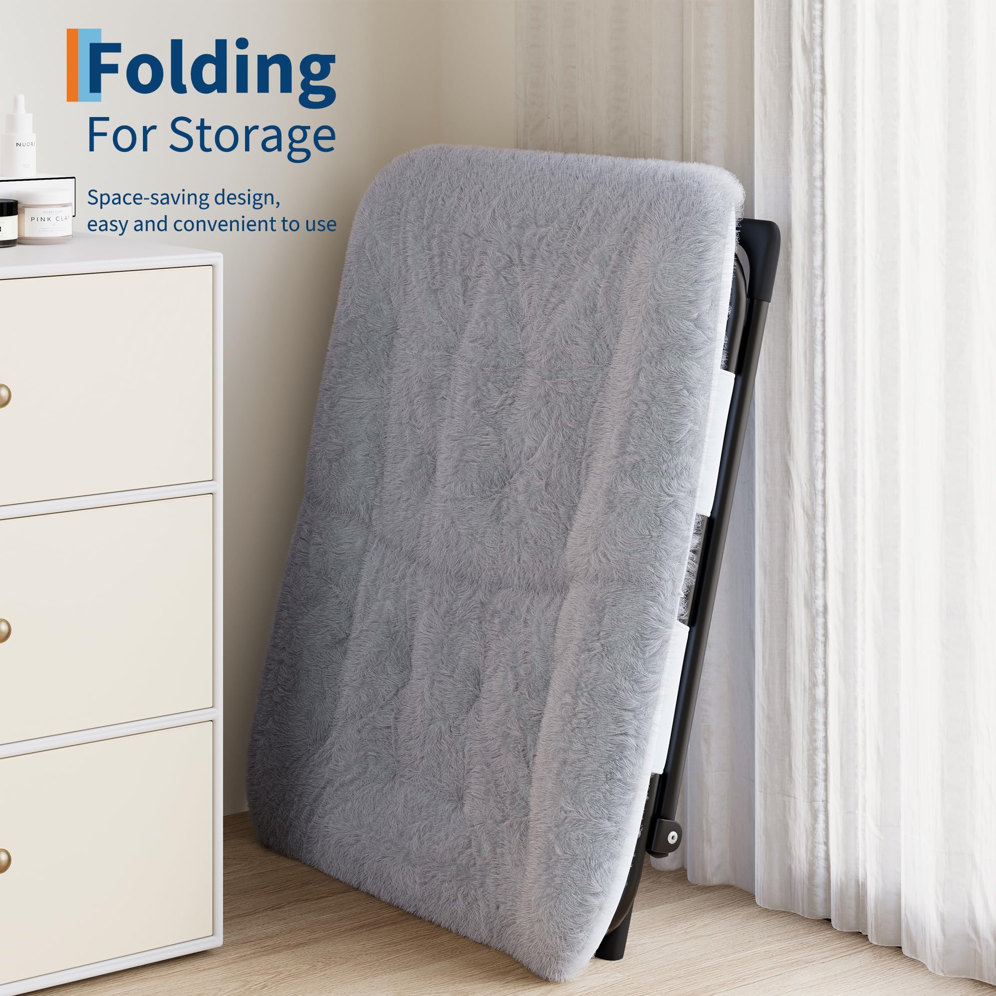 Garvee Klappstuhl mit Fußhocker, bequemer Relaxsessel | Klappbarer Relaxsessel mit Fußhocker, weicher Polsterung, stabilem Design und leichter Konstruktion in Grau