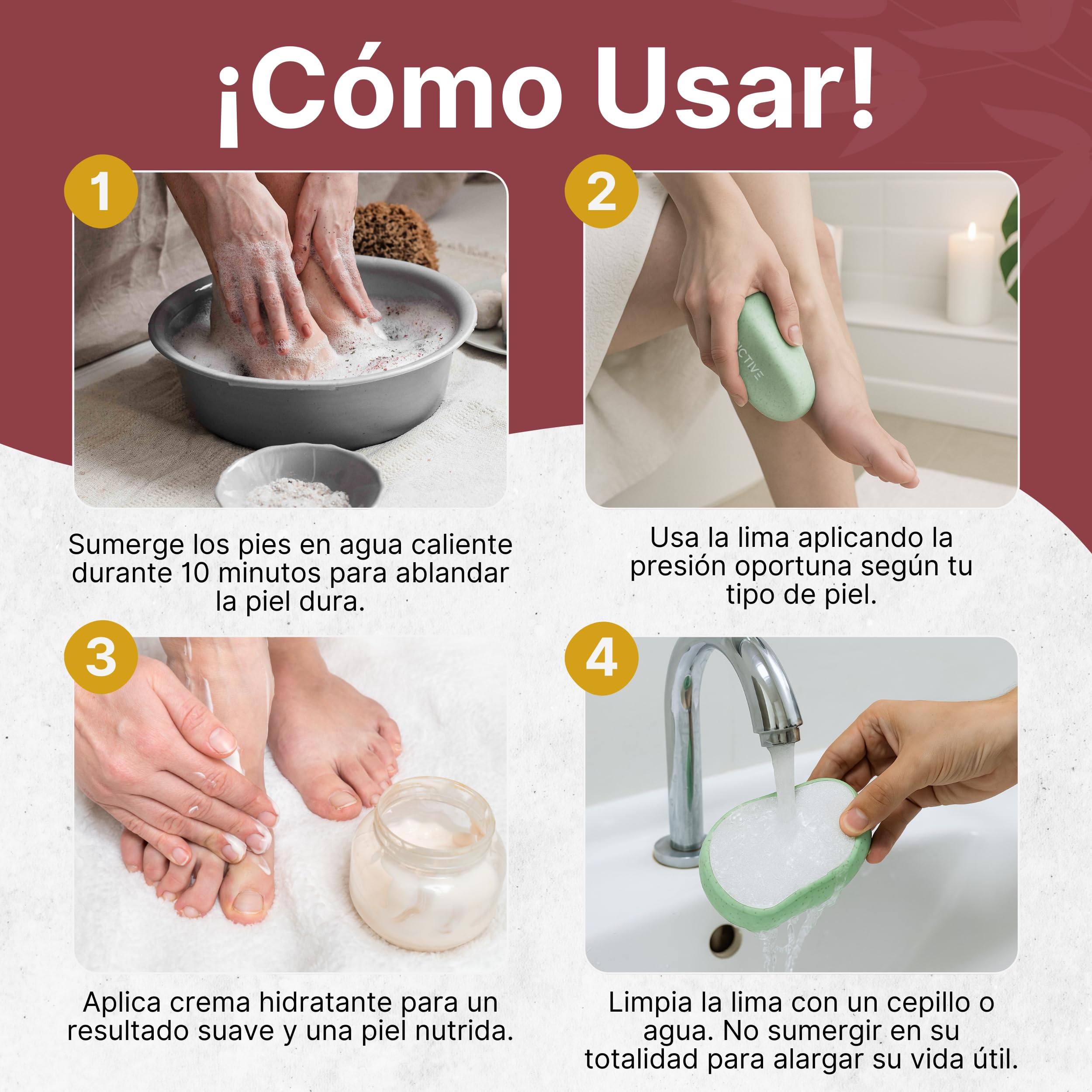 Lima para Pies con Nano Cristal. Lima Durezas de Pies, Callos y Talones Agrietados. Raspador Suave Fabricado con Partículas de Paja. Para Quitar Durezas de los Talones de forma Eficaz.