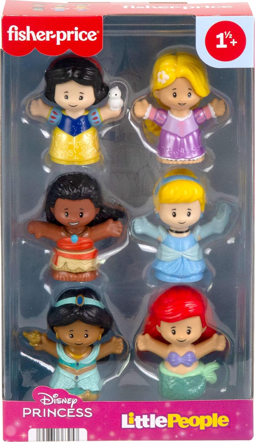 Fisher-Price Little People Toddler Toys Disney Princess Figure Pack, 6 Characters for Preschool Pretend Play Kids Ages 18 Months+