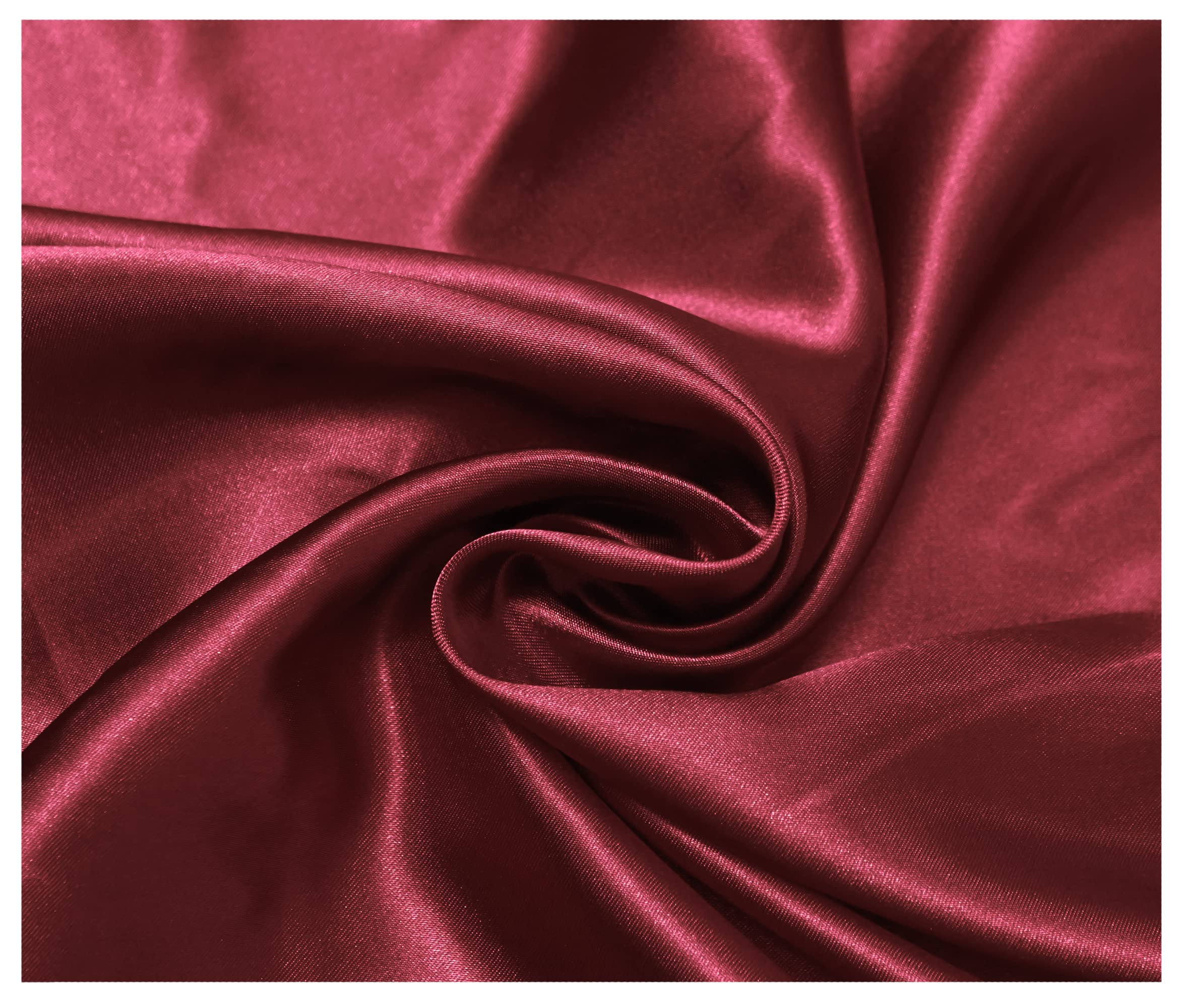 Thefabrictrade Burgundy Silky Satin Polyester Fabric For Dressmaking Wedding Crafts Quilting Sewing 150Cm Wide (100 X 150Cm / 39" X 60", )