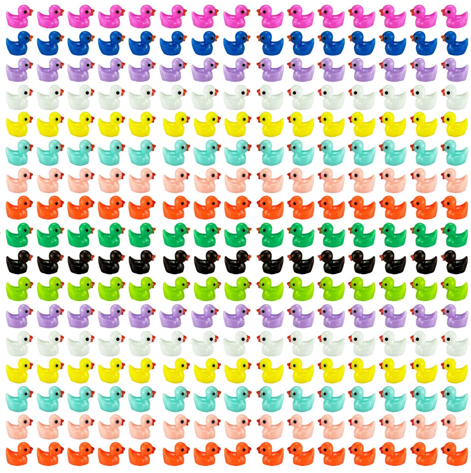 Pcxino 400pcs Colorful Mini Resin Duck Bulk Tiny Duck Figures for Micro Fairy Garden Landscape Aquarium Decor (Multicolor)