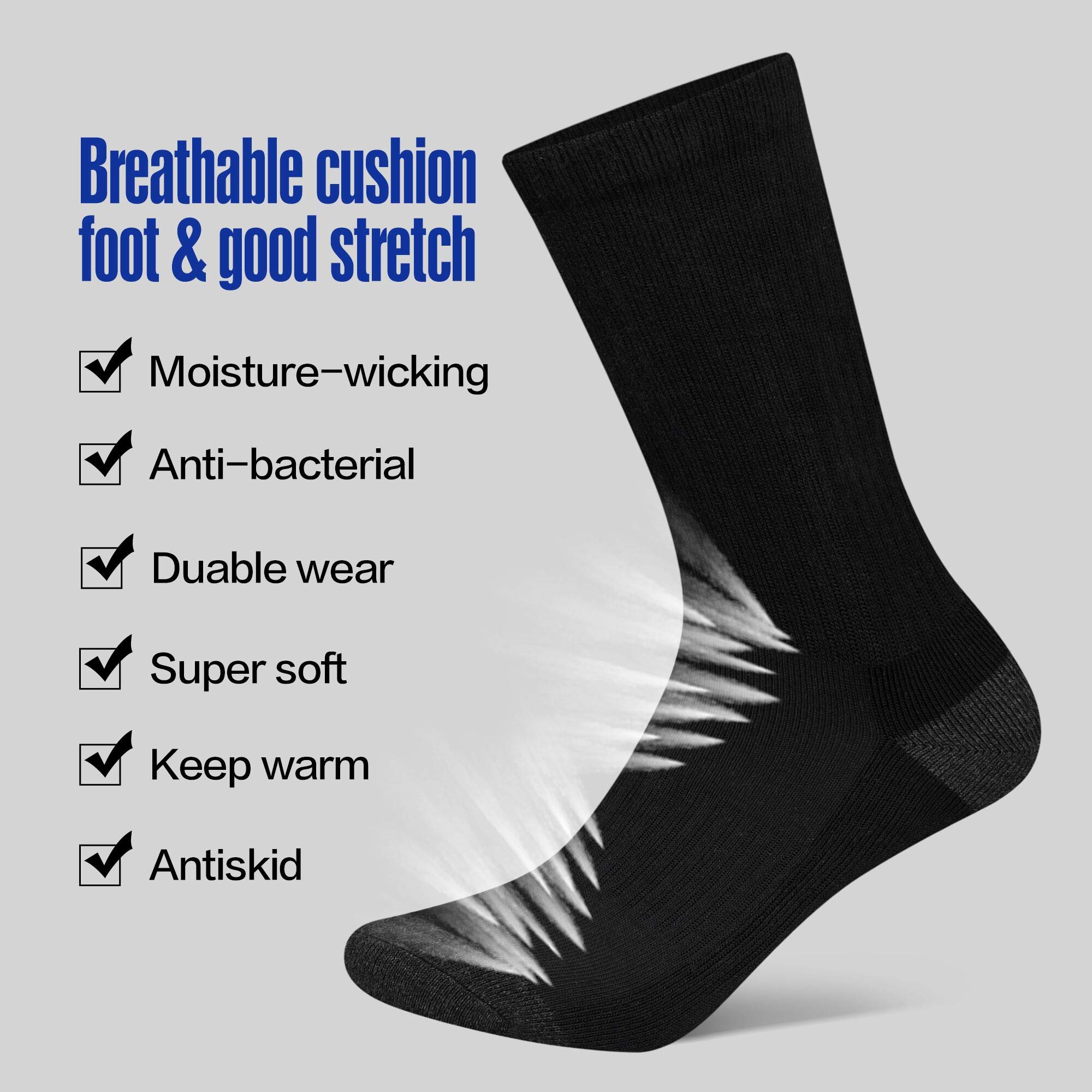 CLOSEMATE Calcetines Deporte Largos Hombre 6 Pares Deportivos Antiampollas Altos Antisudor Antideslizantes Transpirable Compresión Para Trabajo Running Senderismo Trekking Ciclismo Blanco Negro Gris