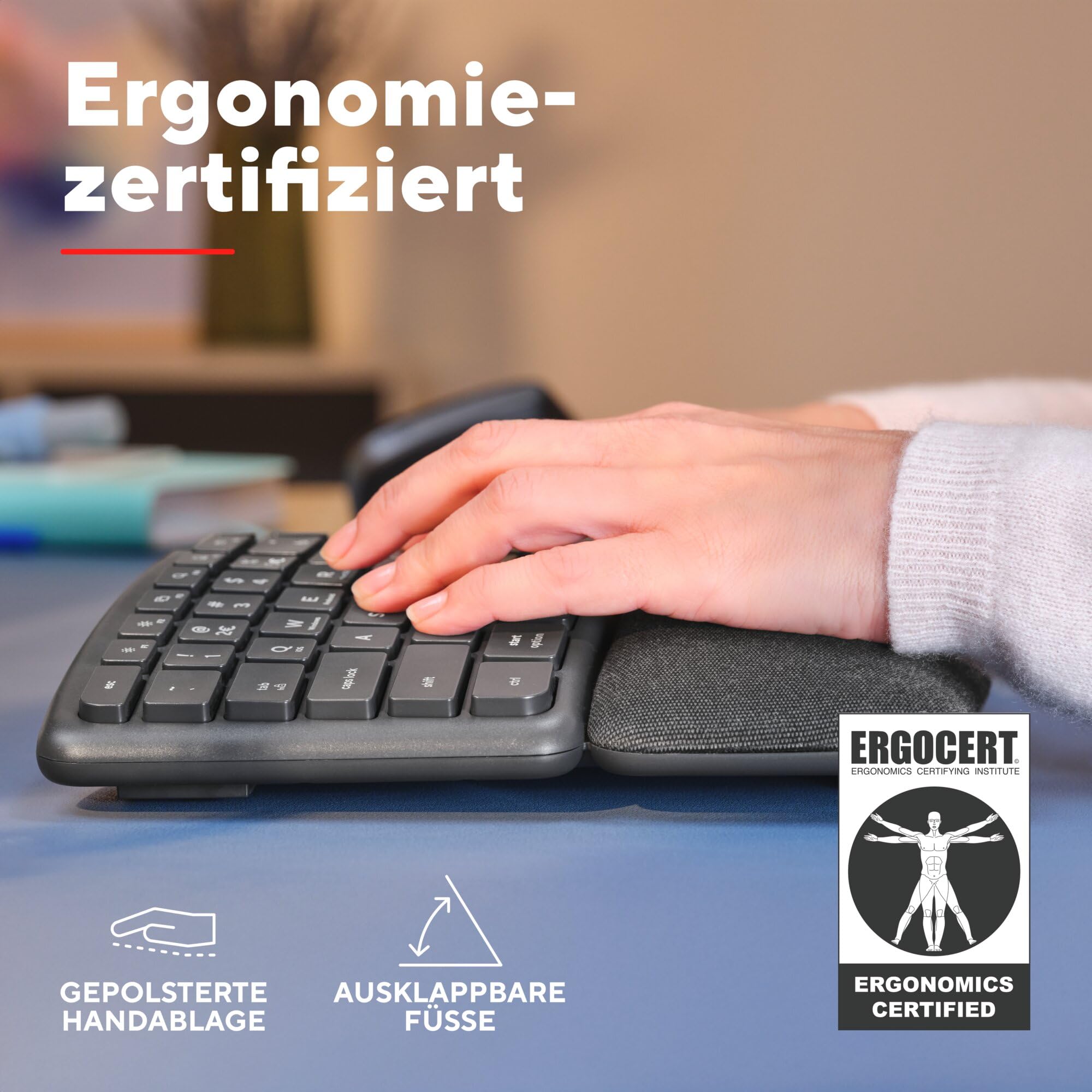 Trust Arvia Leise Ergonomische Tastatur Kabellos Deutsches Layout (QWERTZ)