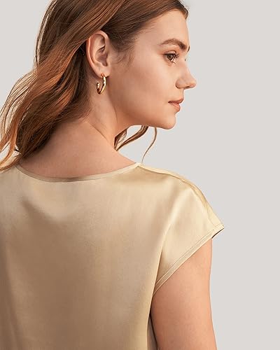 Miniatura 5 de LilySilk Blusa de seda para mujer, de manga corta, para verano, fresca, cómoda, Charmeuse