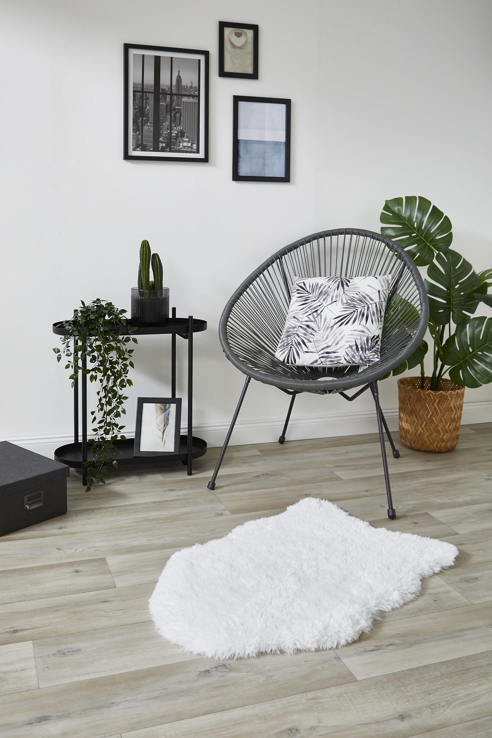 andiamo Alpa Lot de 2 Tapis en Fourrure synthétique Confortable à Poils Longs - Hauteur des Poils : 35 mm - Doux et Moelleux - Blanc - 50 x 80 cm