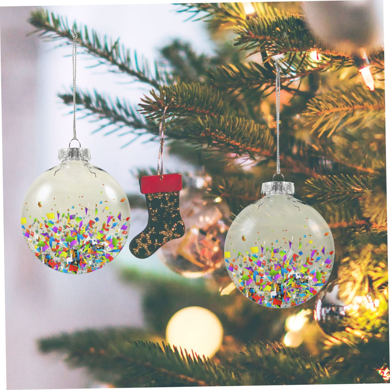 6piezas Transparentes Rellenables para Decoración Navideña Adornos Colgantes para Árbol De Navidad De Personalizables