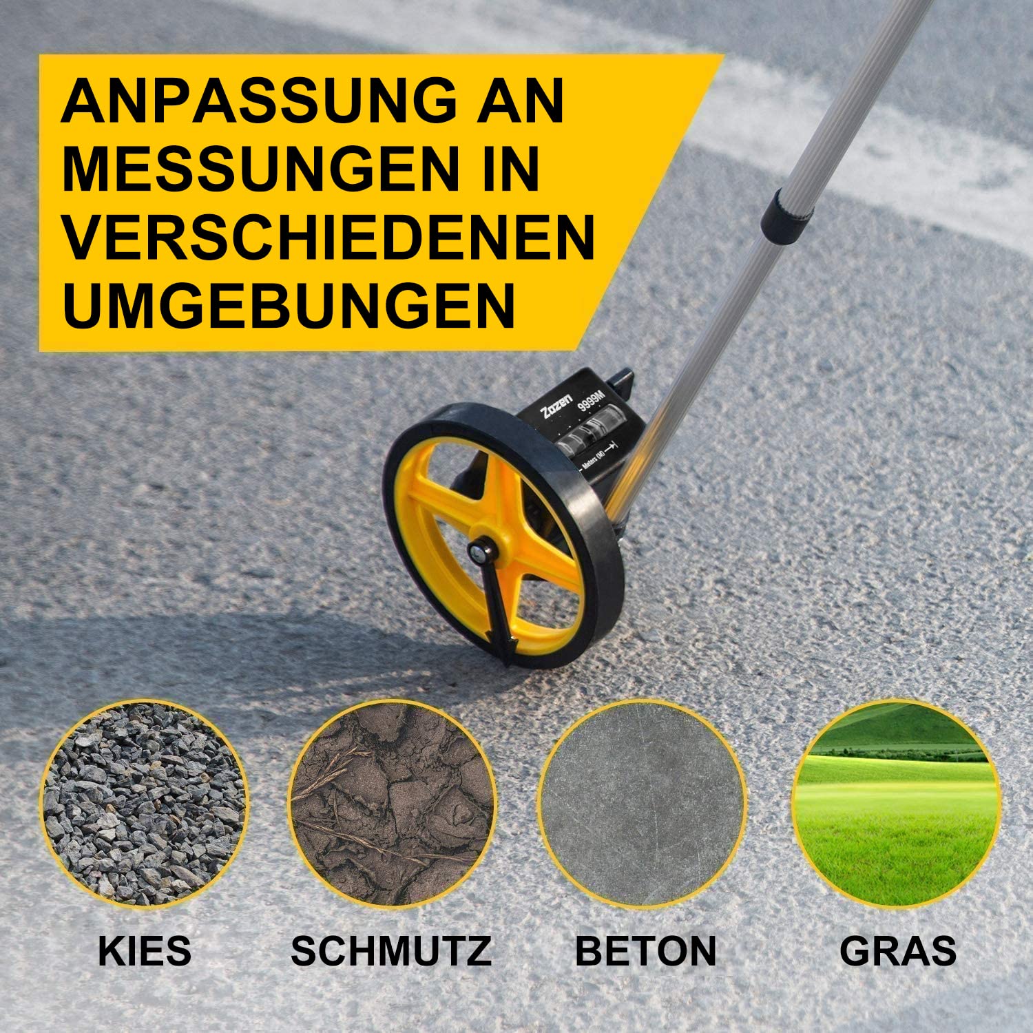 Ruota Di Misurazione Zozen - Strumento Per Misurare Distanze Fino A 9999,9 M, Con Tasca E Sistema A Bilanciere - Foto 5