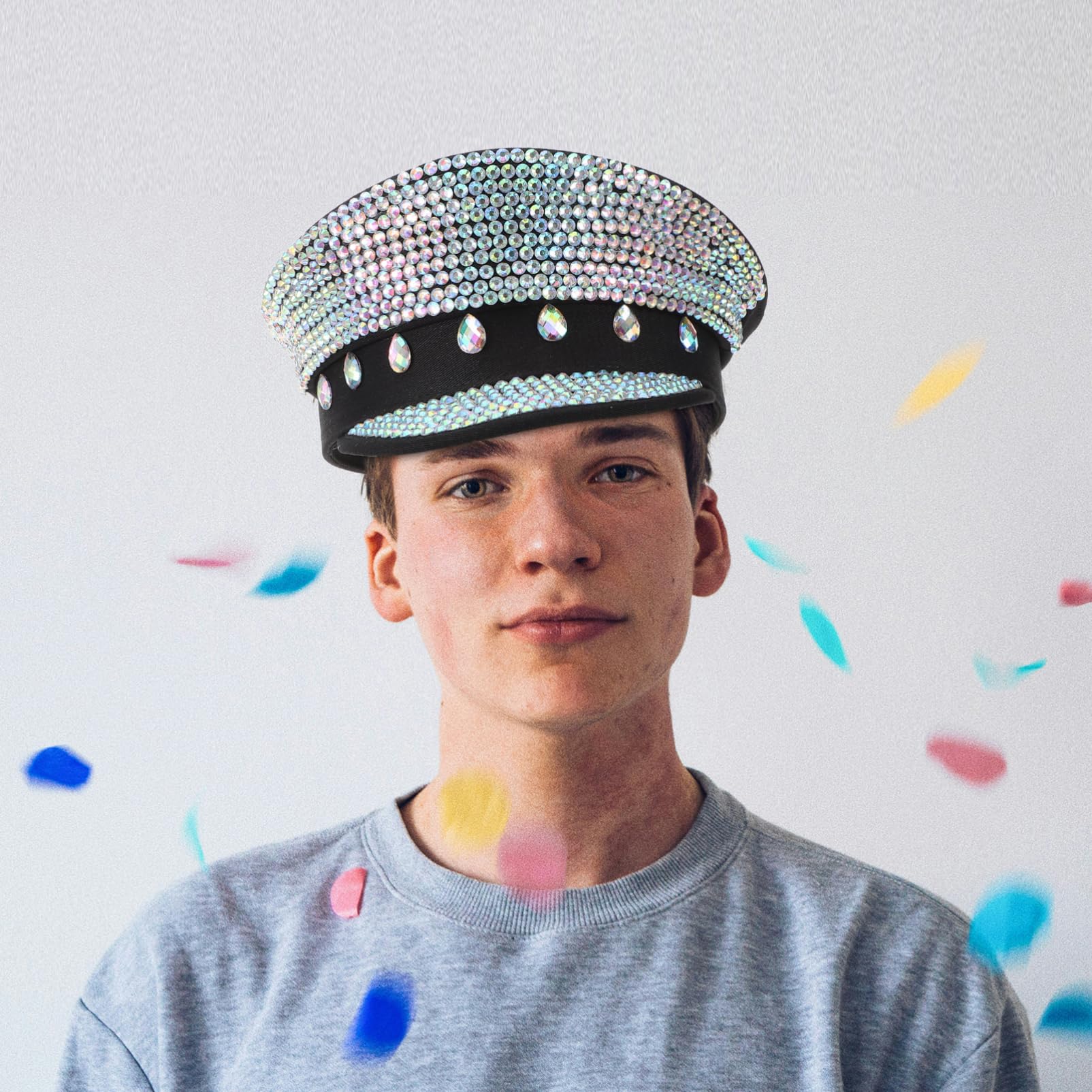 LIFKOME Berretto della Marina Cappello da Roccia per Yacht Cappello da Pirata da Festa Cappelli Pazzo a Cilindro Adulto Fedora Caps Poliestere Silver