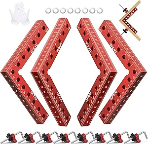 Corner Clamp for Woodworking, 90 Degree Corner Clamp, 4 Pack 5.5"x 5.5" Aluminum Alloy Right Angle Woodworking Tools, Positioning Squares for Picture Frame, Box(L-6 Side Scale Marking thicken)
