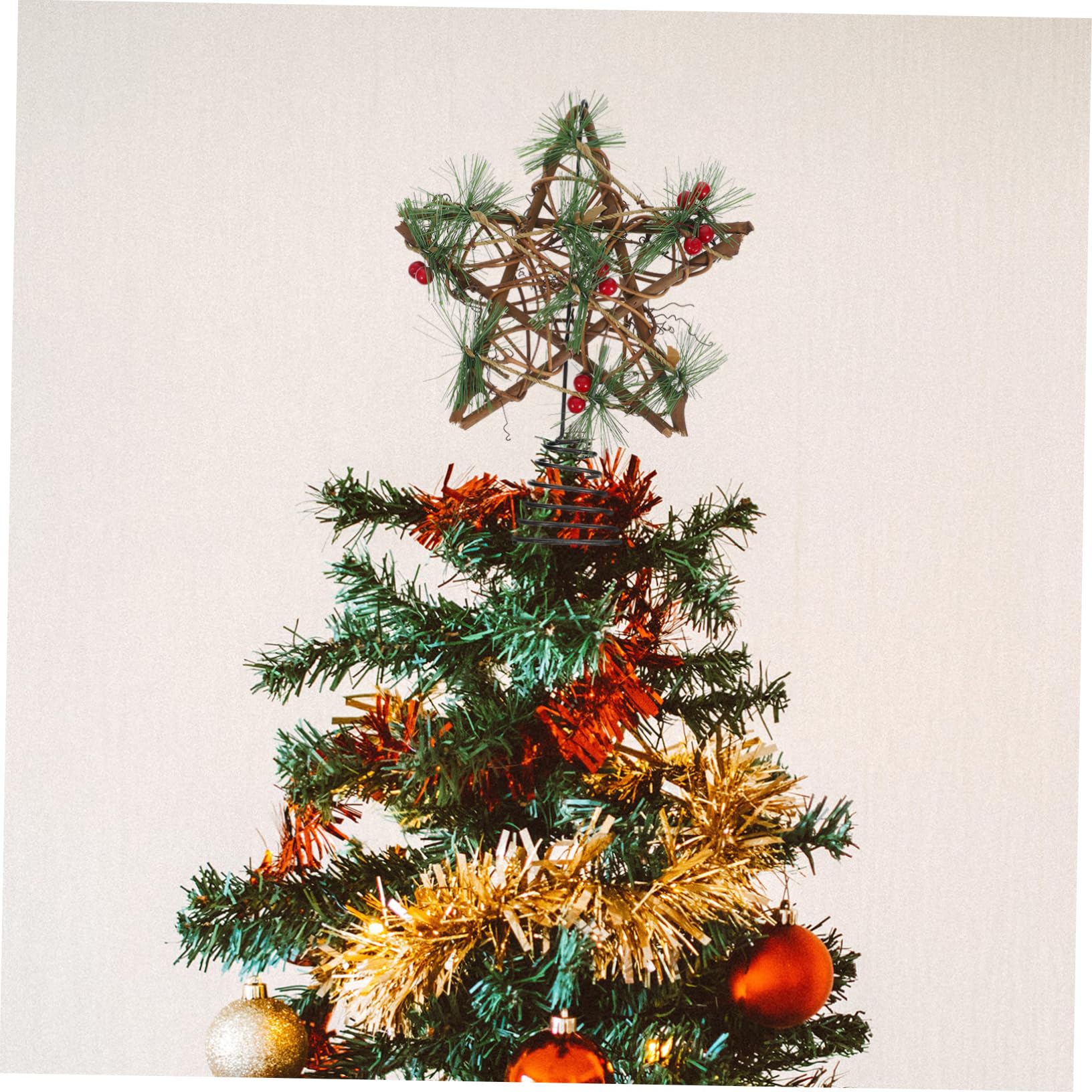 3 Pièces étoile de Sapin de noël Decoration de Bureau décoration de Noel d'arbre en Osier de Sapin de Noël en Osier de Noel Topper étoile de décoration de PRETYZOOM
