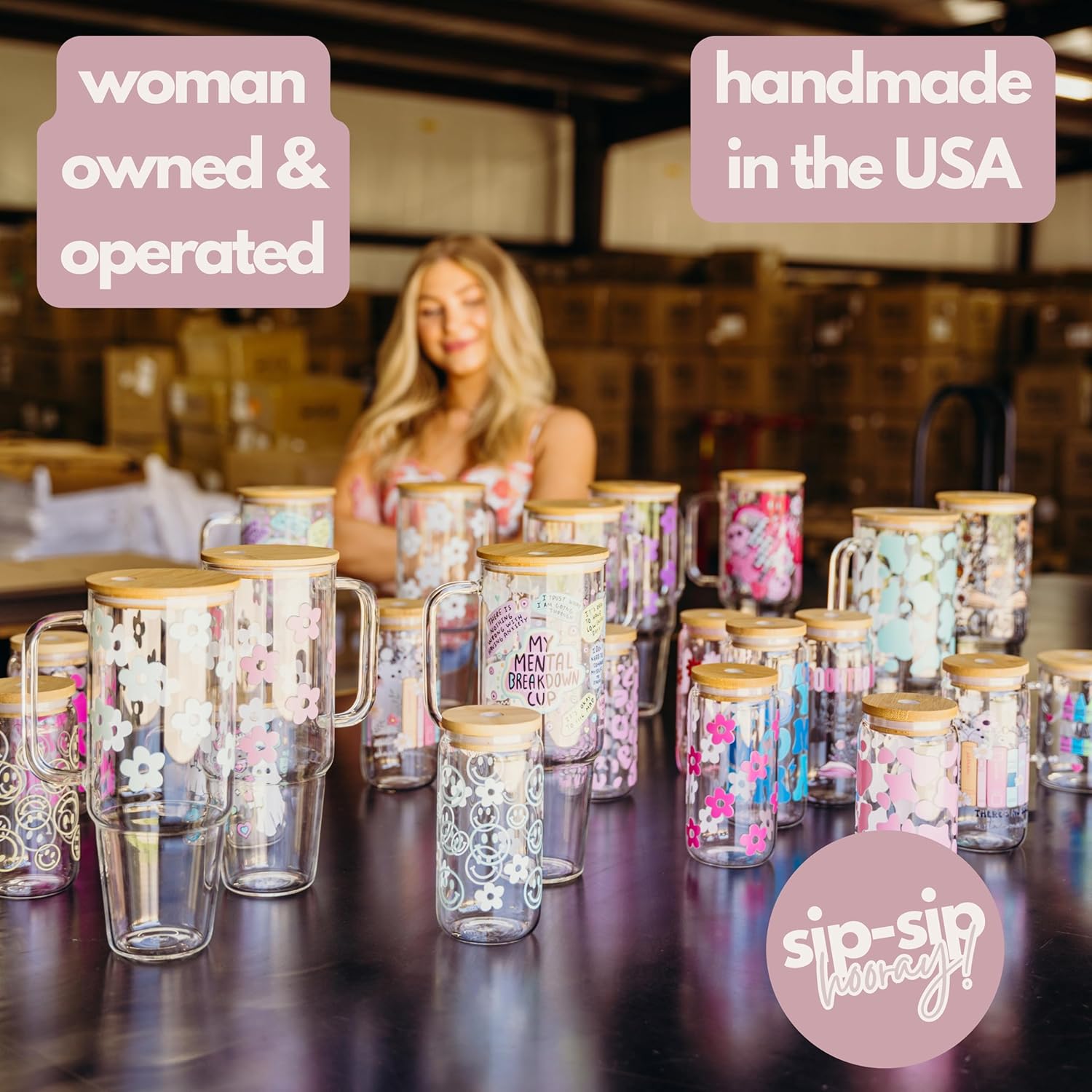 Sip-Sip Hooray! Throne of Glass 16oz Glass Tumbler with Bamboo Lid and Straw, Bookish Coffee Cup for Fantasy Readers, Sarah J Maas Fan Gift, Book Lover Mug, ACOTAR Night Court Inspired Drinkware - Image 4