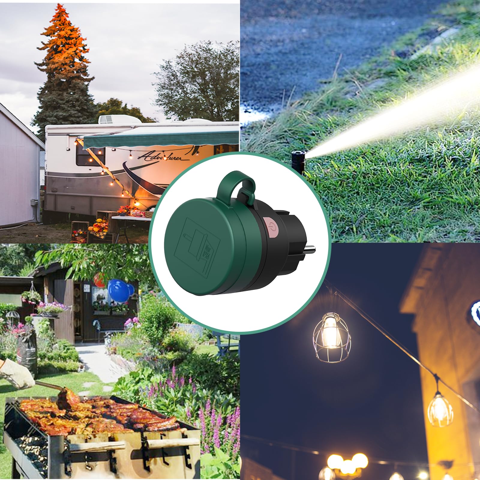 Enchufes inalámbricos con mando a distancia para exteriores, IP44, resistentes al agua, juego de enchufes inalámbricos 1+3, para exteriores, alcance de 40 m, 2300 W, juego de interruptor