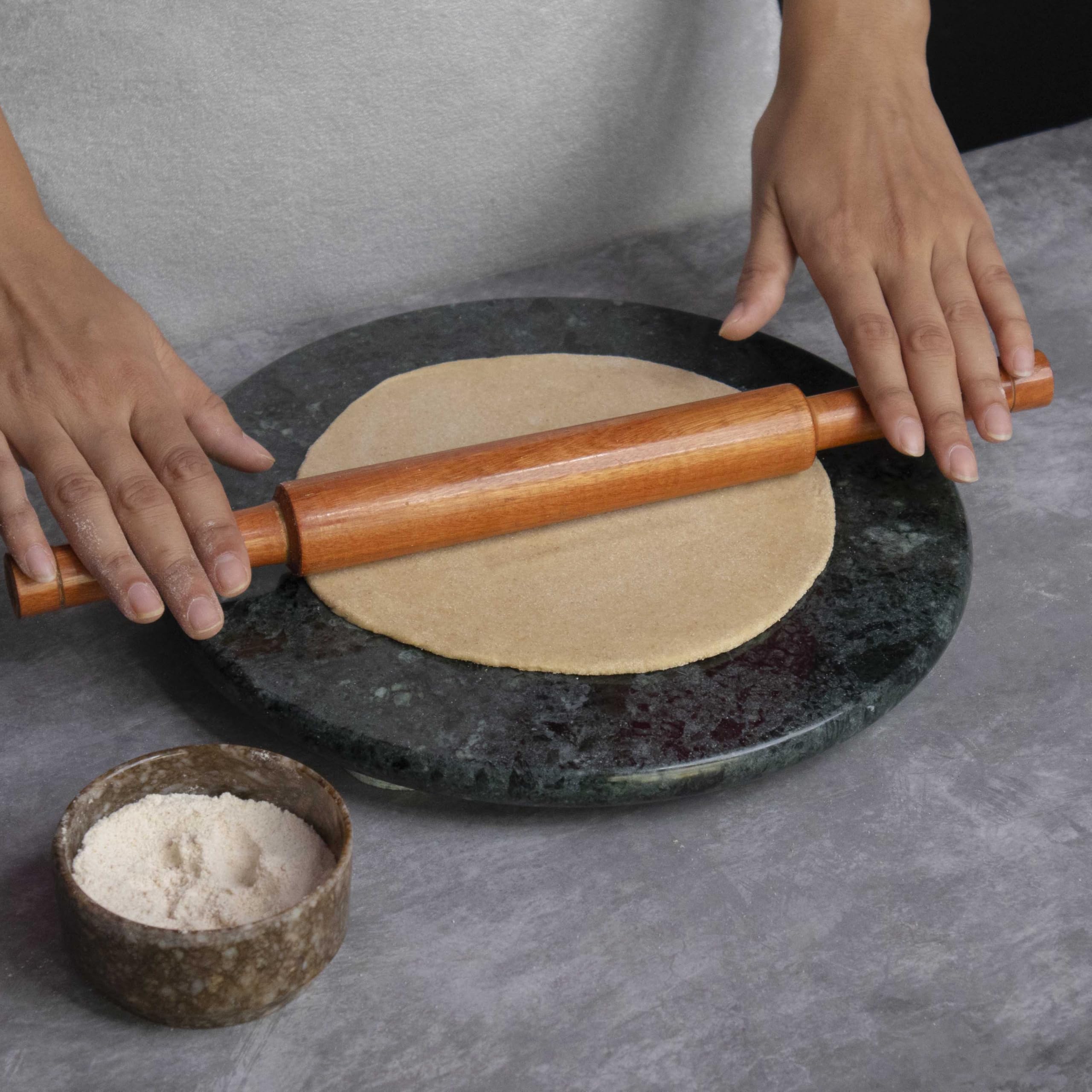 HANDICRAFT BAZAAR Marble Chakla for Kitchen | Roti and Chapati Maker for Home 10 Inches (Green) — Amazon image 2