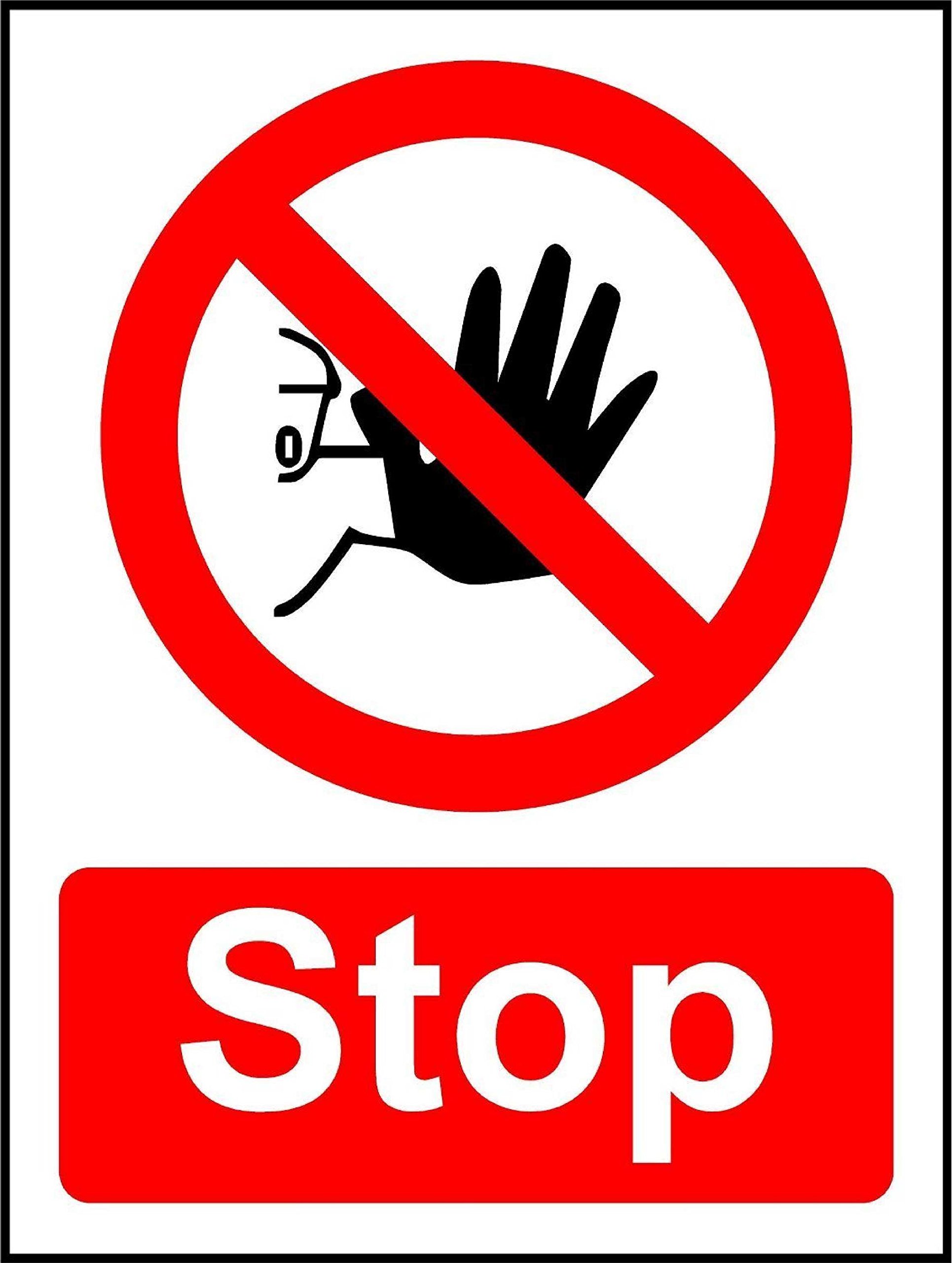 Kpcm Display Ltd Stop Safety Sign - 3Mm Aluminium Sign 300Mm X 200Mm