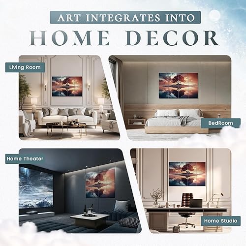 Miniatura 5 de Paquete de 8 paneles decorativos que absorben el sonido, arte de pared acústico de 48 x 32 pulgadas para decoración, paneles acústicos artísticos,