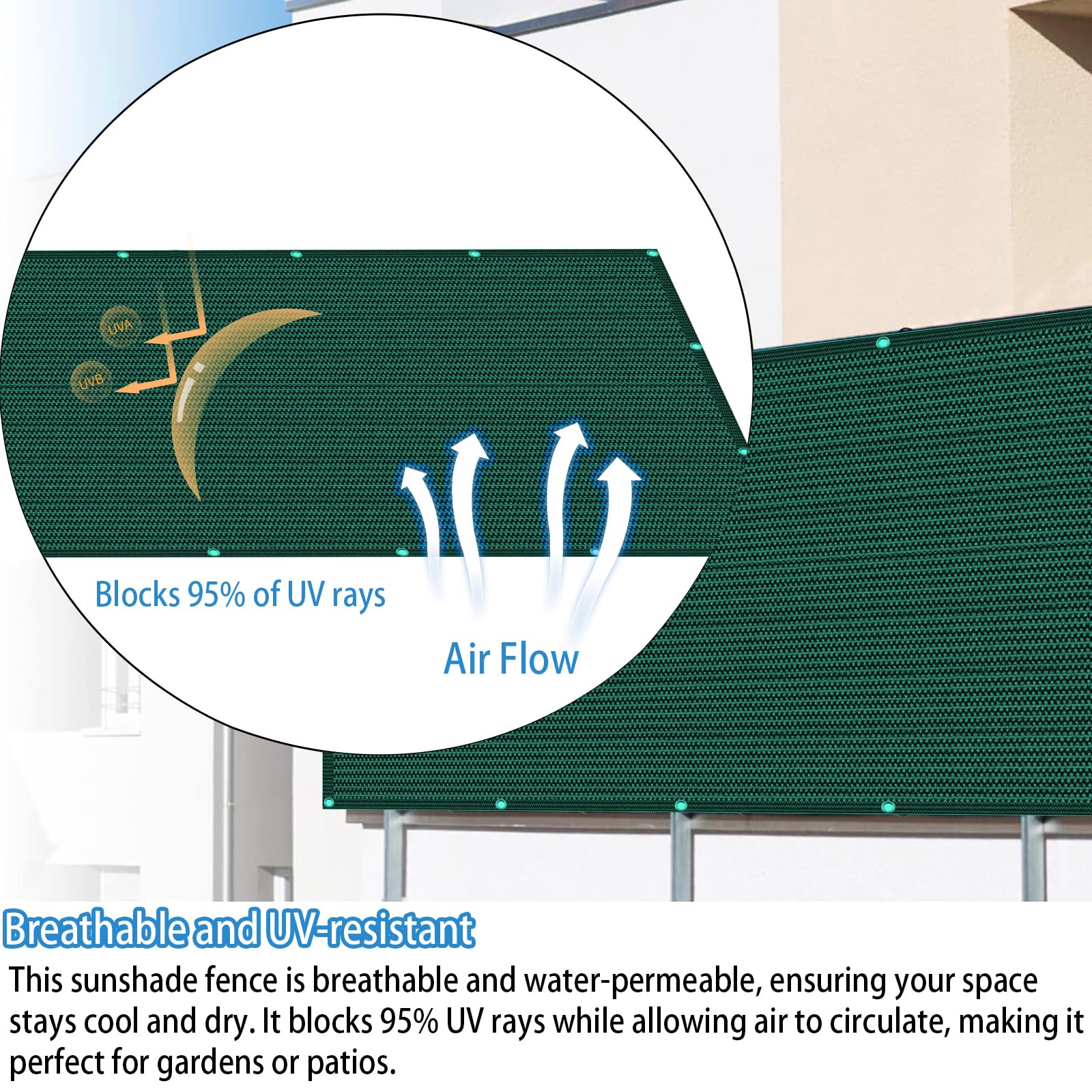 Red de Sombra 100 x 650 cm 220G M² Hdpe, Protección UV, Transpirable, Permeable Al Agua, Resistente, Rectangular Lona Malla Sombreo con Cuerda, Ojales para Jardín, Pergola, Verde