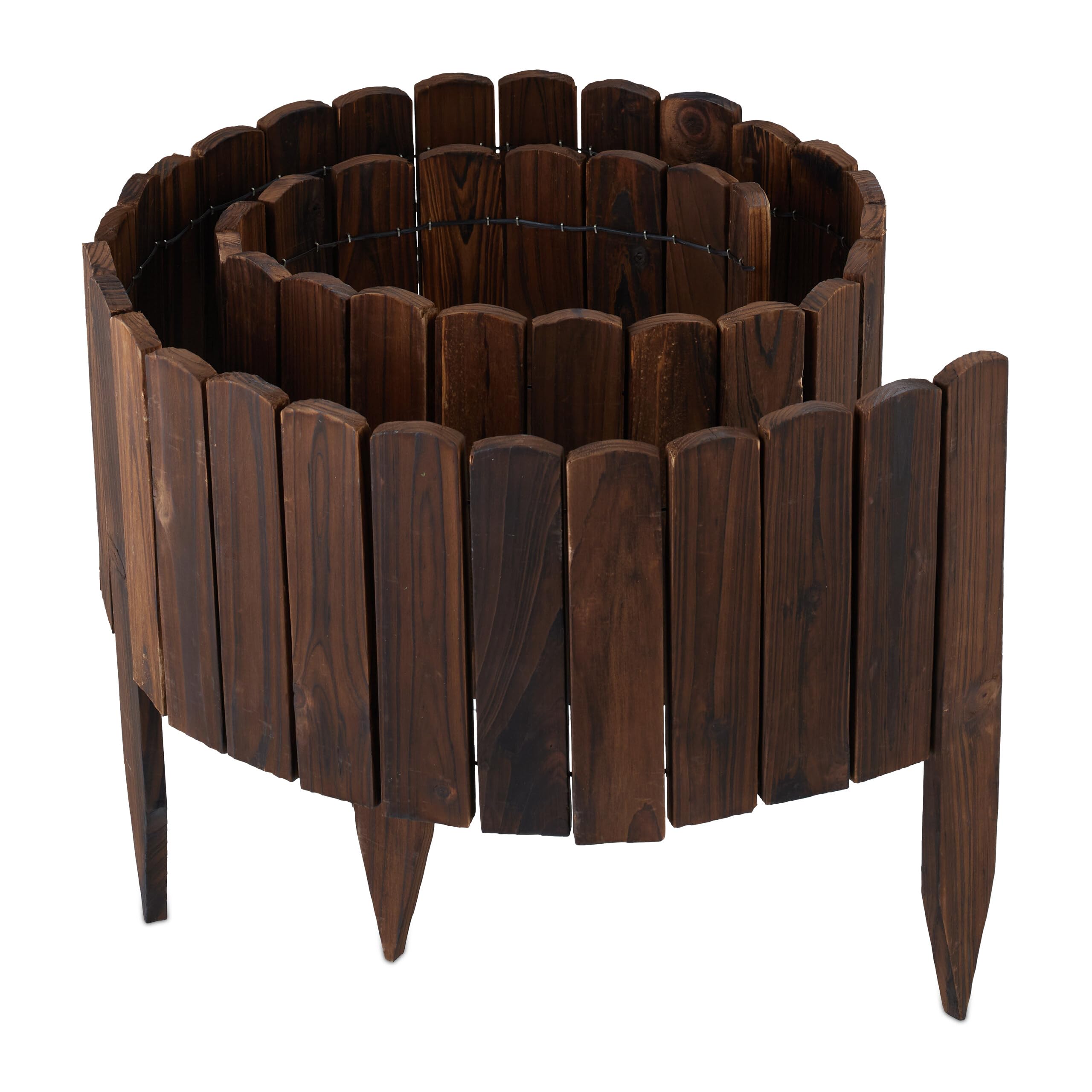 Relaxdays Bordure de Jardin Flexible en Bois, 200 cm, Hauteur Visible 30 cm, Brun foncé