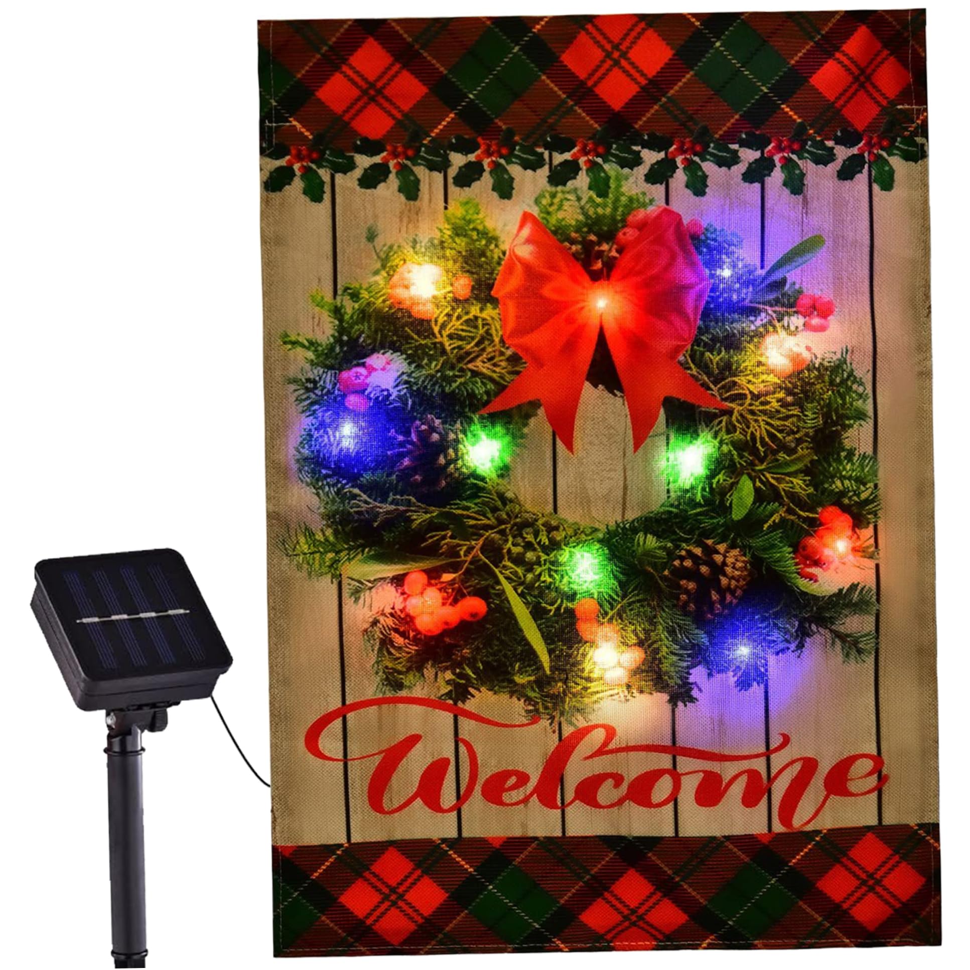 Banderas de Navidad para exterior y adornos de jardín con luz solar